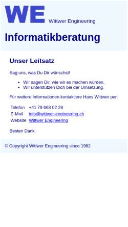Vorschau der mobilen Webseite wittwer-engineering.ch, Wittwer Engineering