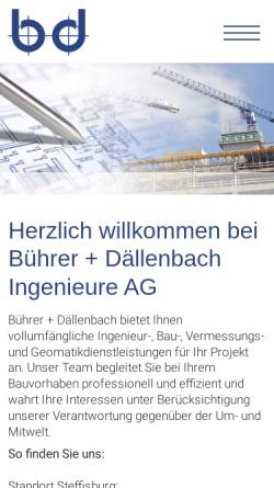 Vorschau der mobilen Webseite www.bd-ing.ch, Bührer und Dällenbach Ingenieure AG