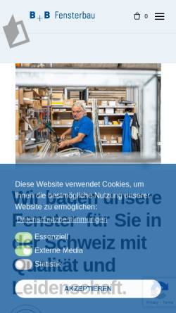 Vorschau der mobilen Webseite bbfensterbau.ch, B + B Fensterbau, Steffisburg