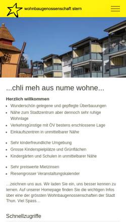 Vorschau der mobilen Webseite www.wbgstern.ch, Wohnbaugenossenschaft Stern