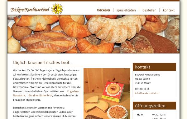 Vorschau von www.baeckerei-bad.ch, Bäckerei Konditorei Bad