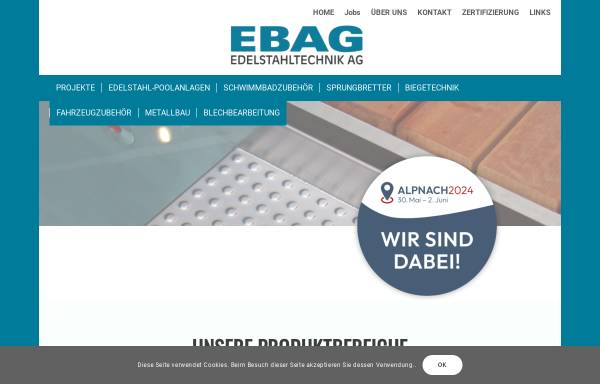 Vorschau von www.ebag-inox.ch, Ebag AG, Schwimmbad-Einrichtungen, Alpnach Dorf