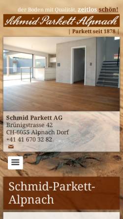 Vorschau der mobilen Webseite www.schmid-parkett.ch, Paul Schmid, Parkettfabrik, Alpnach