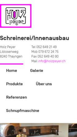 Vorschau der mobilen Webseite www.holzpeyer.ch, Holz Peyer