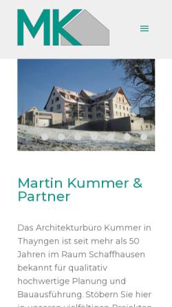 Vorschau der mobilen Webseite www.kummer-thayngen.ch, Martin Kummer & Partner, Architekturbüro