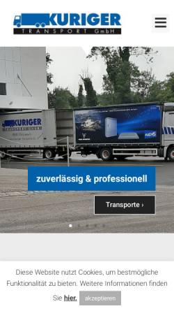 Vorschau der mobilen Webseite www.kuriger-transporte.ch, Kuriger Transporte