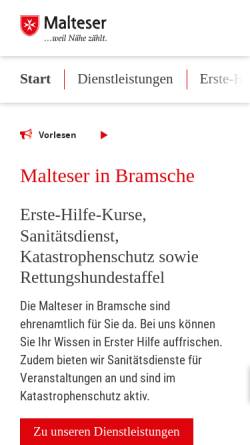 Vorschau der mobilen Webseite www.malteser-bramsche.de, Malteser Hilfsdienst e.V. Geschäftsstelle Bramsche