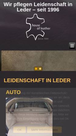 Vorschau der mobilen Webseite www.houseofleather.ch, House of Leather