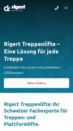 Vorschau der mobilen Webseite www.rigert.ch, rigert AG, Treppenlifte Immensee