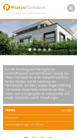 Vorschau der mobilen Webseite www.pilatus-flachdach.ch, Pilatus Flachdach AG