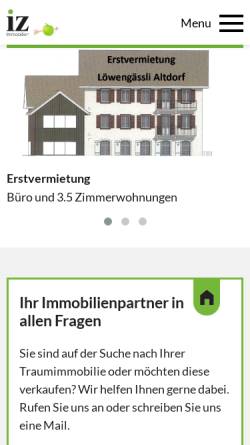 Vorschau der mobilen Webseite www.izimmobilien.ch, iz Immobilien Treuhand GmbH