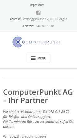 Vorschau der mobilen Webseite www.computerpunkt.ch, Computerpunkt AG, EDV und Zubehör