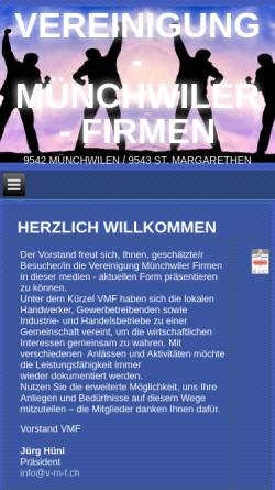 Vorschau der mobilen Webseite www.v-m-f.ch, Verein Münchwiler Firmen - VMF