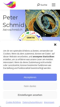 Vorschau der mobilen Webseite www.astroschmid.ch, Peter Schmid, philosophische Astrologie
