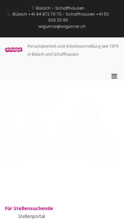 Vorschau der mobilen Webseite www.wigumar.ch, Wigumar AG