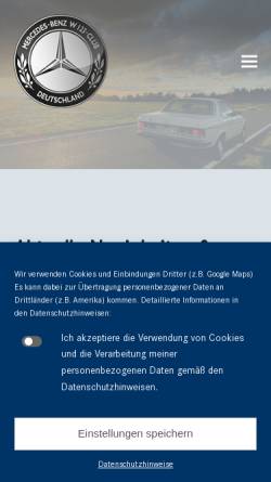 Vorschau der mobilen Webseite www.w123-club.de, Mercedes Benz W123 Club e.V.