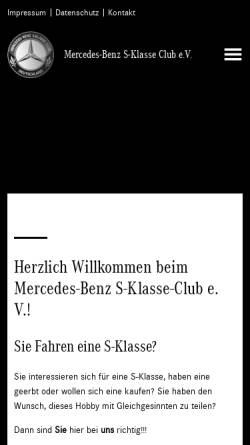 Vorschau der mobilen Webseite www.s-klasse-club.de, Mercedes-Benz S-Klasse Club e.V.