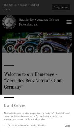 Vorschau der mobilen Webseite www.mvconline.de, Mercedes-Benz-Veteranenclub e.V