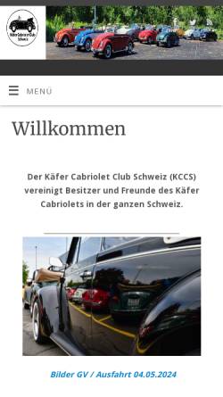 Vorschau der mobilen Webseite www.kccs.ch, Käfer Cabriolet Club Schweiz