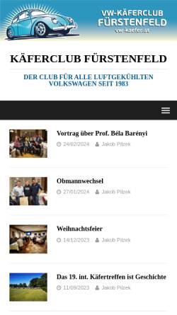 Vorschau der mobilen Webseite www.vw-kaefer.at, Käferclub Fürstenfeld