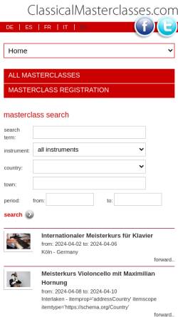 Vorschau der mobilen Webseite www.classicalmasterclasses.com, Classical Masterclasses