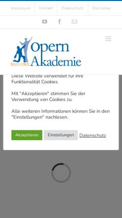 Vorschau der mobilen Webseite www.opernakademie.com, Opernakademie Bad Orb