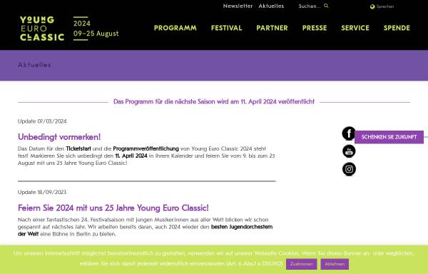 Vorschau von www.young-euro-classic.de, Berlin, Europäischer Musiksommer