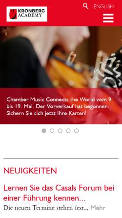 Vorschau der mobilen Webseite www.kronbergacademy.de, Kronberg (Taunus), Viola und Cello-Festival