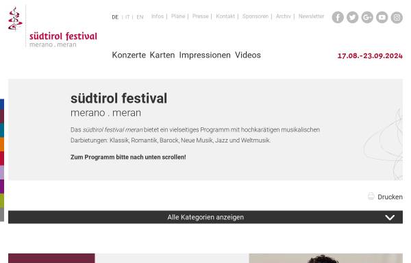 Vorschau von www.meranofestival.com, Meraner Musikwochen