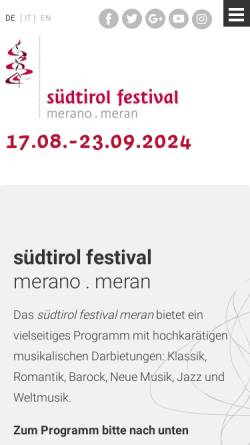 Vorschau der mobilen Webseite www.meranofestival.com, Meraner Musikwochen