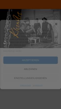Vorschau der mobilen Webseite www.klezmart.de, Klezmart - traditionelle Klezmermusik