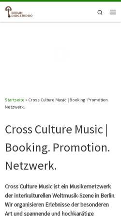 Vorschau der mobilen Webseite www.cross-culture-music.de, Cross Culture Music
