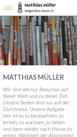 Vorschau der mobilen Webseite didgeridoo-music.ch, Müller, Matthias - Didgeridoo