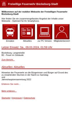 Vorschau der mobilen Webseite www.feuerwehr-bueckeburg.org, Feuerwehr Bückeburg-Stadt