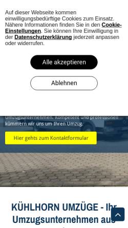 Vorschau der mobilen Webseite www.kuehlhorn-umzuege.de, Kühlhorn-Umzüge