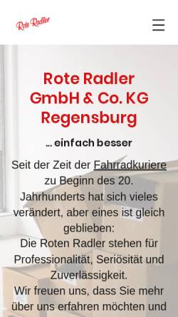 Vorschau der mobilen Webseite www.rote-radler-regensburg.de, Rote Radler GmbH & Co. KG