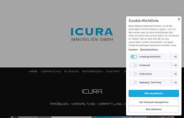 Vorschau von www.icura.de, Icura Immobilien Verwaltung und Vermittlung