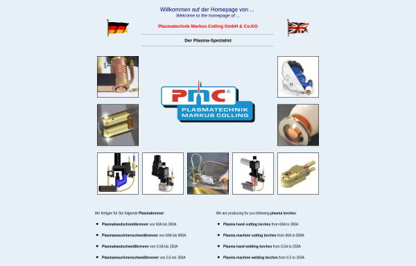Vorschau von www.plasmatechnik.com, PMC Plasmatechnik Markus Colling GmbH und Co. KG
