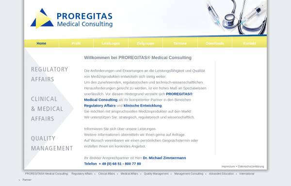 Vorschau von www.proregitas.com, Proregitas Medical Consulting Dr. Michael Zimmermann