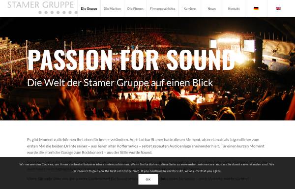 Vorschau von www.stamer-musikanlagen.com, Stamer Gruppe Music and Sales Professional Equipment GmbH