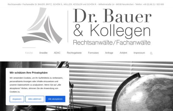 Vorschau von www.1arechtsanwaelte.de, Dr. jur. Bauer, Britz, Schön S., Müller, Kessler und Schön R. Rechtsanwälte