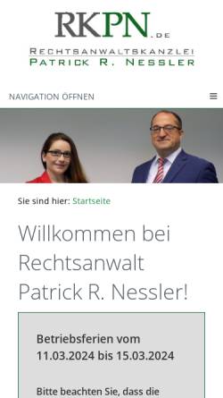Vorschau der mobilen Webseite www.rkpn.de, RKPN Rechtsanwaltskanzlei Patrick R. Nessler