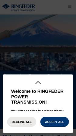 Vorschau der mobilen Webseite www.ringfeder.com, RINGFEDER POWER TRANSMISSION GMBH