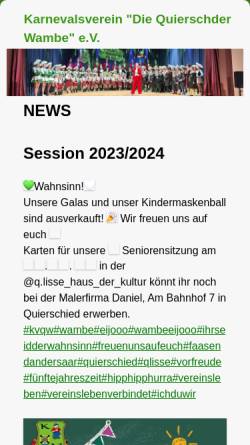 Vorschau der mobilen Webseite quierschderwambe.de, KV Karnevalsverein Die Quierschder Wambe e.V.