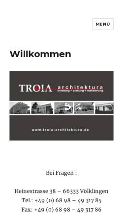 Vorschau der mobilen Webseite www.troia-architektura.de, Architekturbüro Troia Dipl.-Ing. (FH) Gaetano Troia
