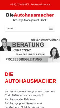 Vorschau der mobilen Webseite www.k-o-m.de, Kfz-Orga-Management GmbH
