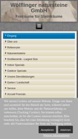 Vorschau der mobilen Webseite www.woelflinger-natursteine.de, Wölflinger GmbH