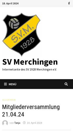 Vorschau der mobilen Webseite www.sv-merchingen.de, SVM Sportverein 1928 Merchingen e.V.