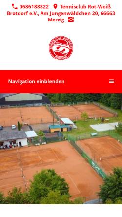 Vorschau der mobilen Webseite www.tcbrotdorf.de, Tennisclub Rot Weiß Brotdorf e.V.