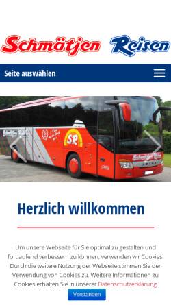 Vorschau der mobilen Webseite www.schmaetjen.de, Schmätjen-Reisen